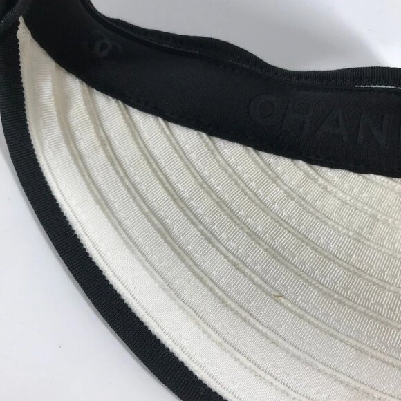 CHANEL 22P CC CC Mark Ribbon Ribbon hat Sun visor Raffia White - Picture 5 of 11